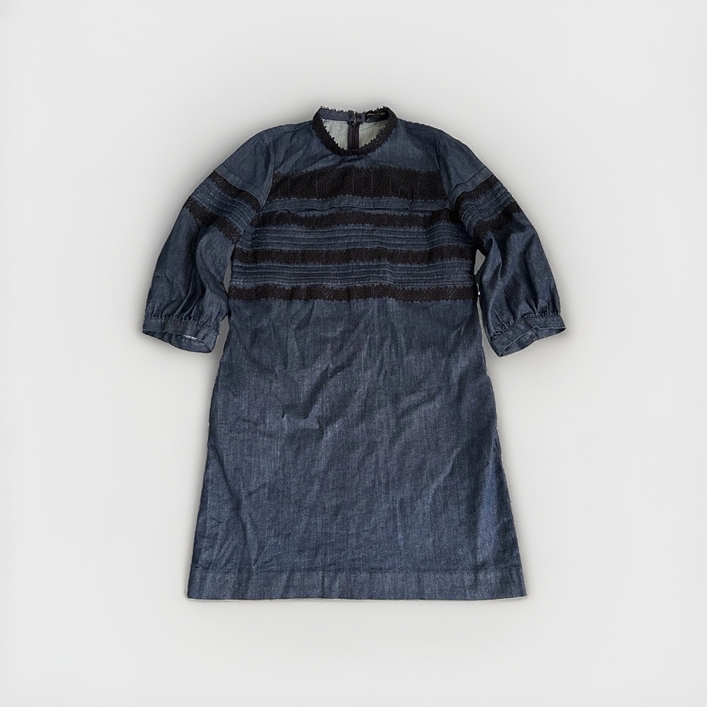 Banana Republic Denim Lace Dress Sz10 Stretch Pockets Country Rodeo Bachelorette